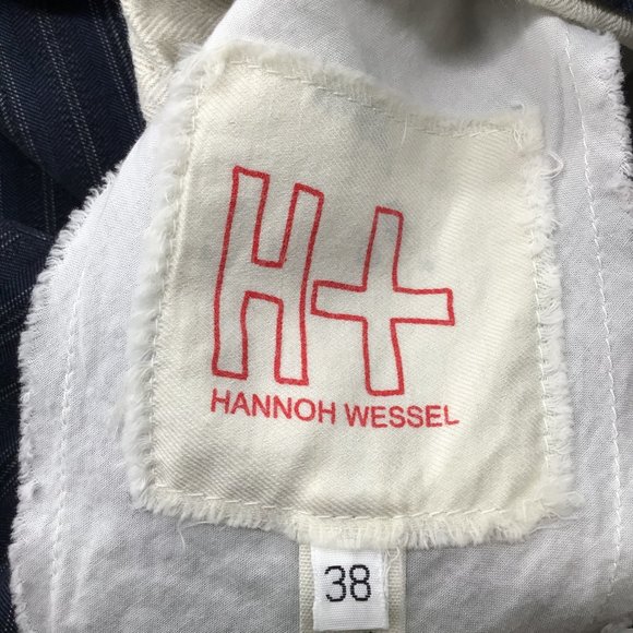 HANNOH WESSEL NAVY BLUE / IVORY PINSTRIPED COTTON JACKET - Picture 4 of 4